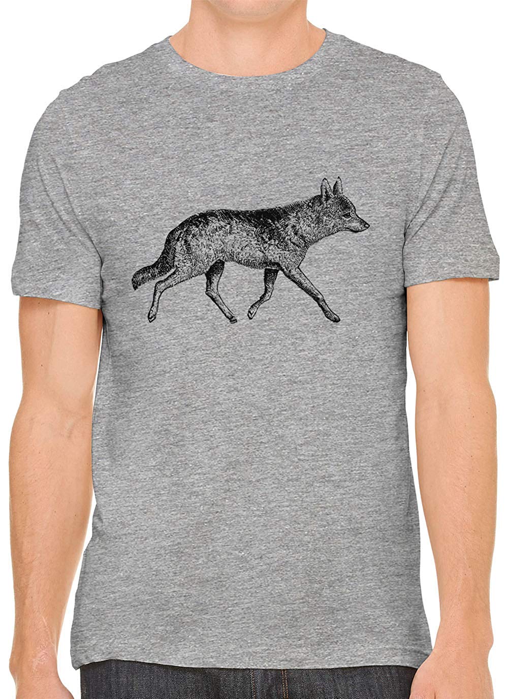 Fox Trotting Cotton Crewneck Men Gray T-Shirts