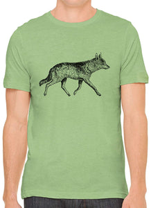 Fox Trotting Cotton Crewneck Men Green T-Shirts