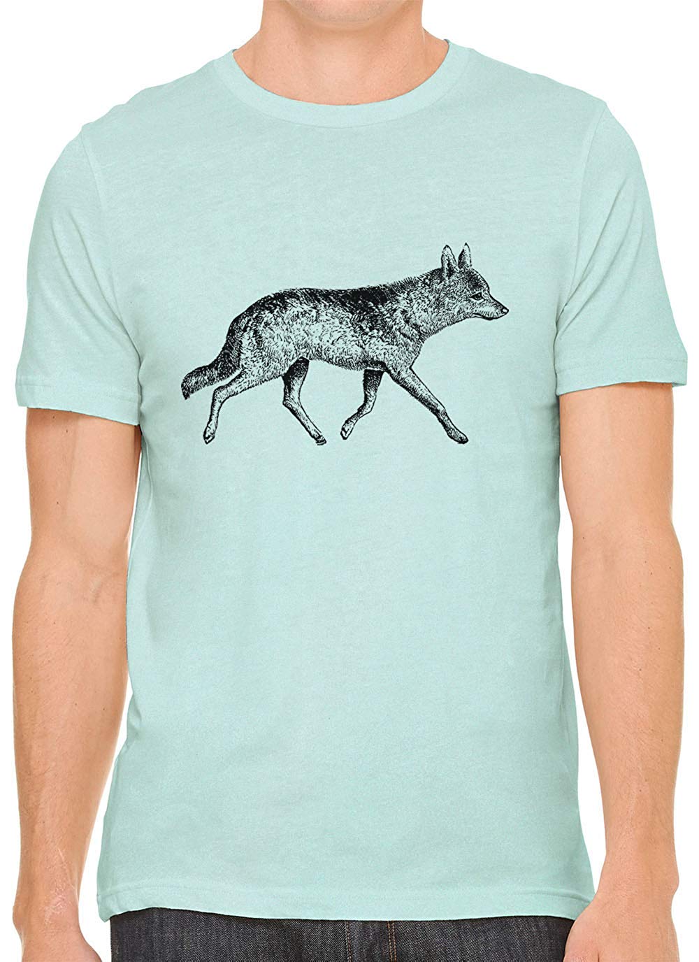 Fox Trotting Cotton Crewneck Men Green T-Shirts