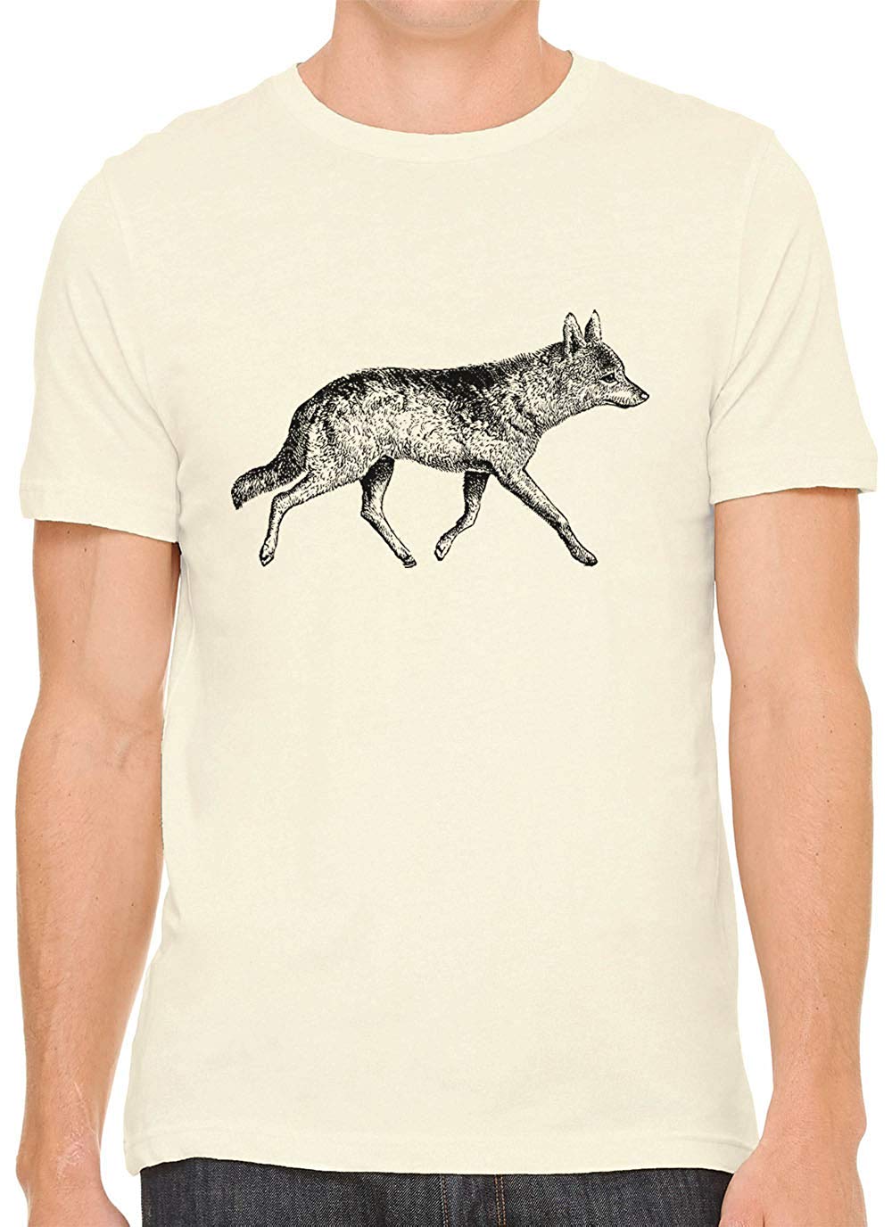 Fox Trotting Cotton Crewneck Men Nature T-Shirts