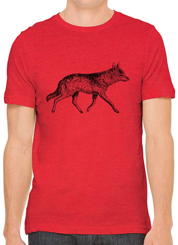 Fox Trotting Cotton Crewneck Men Red T-Shirts