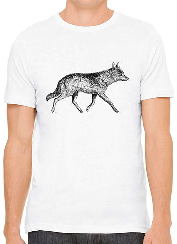 Fox Trotting Cotton Crewneck Men White T-Shirts