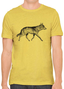 Fox Trotting Cotton Crewneck Men Yellow T-Shirts