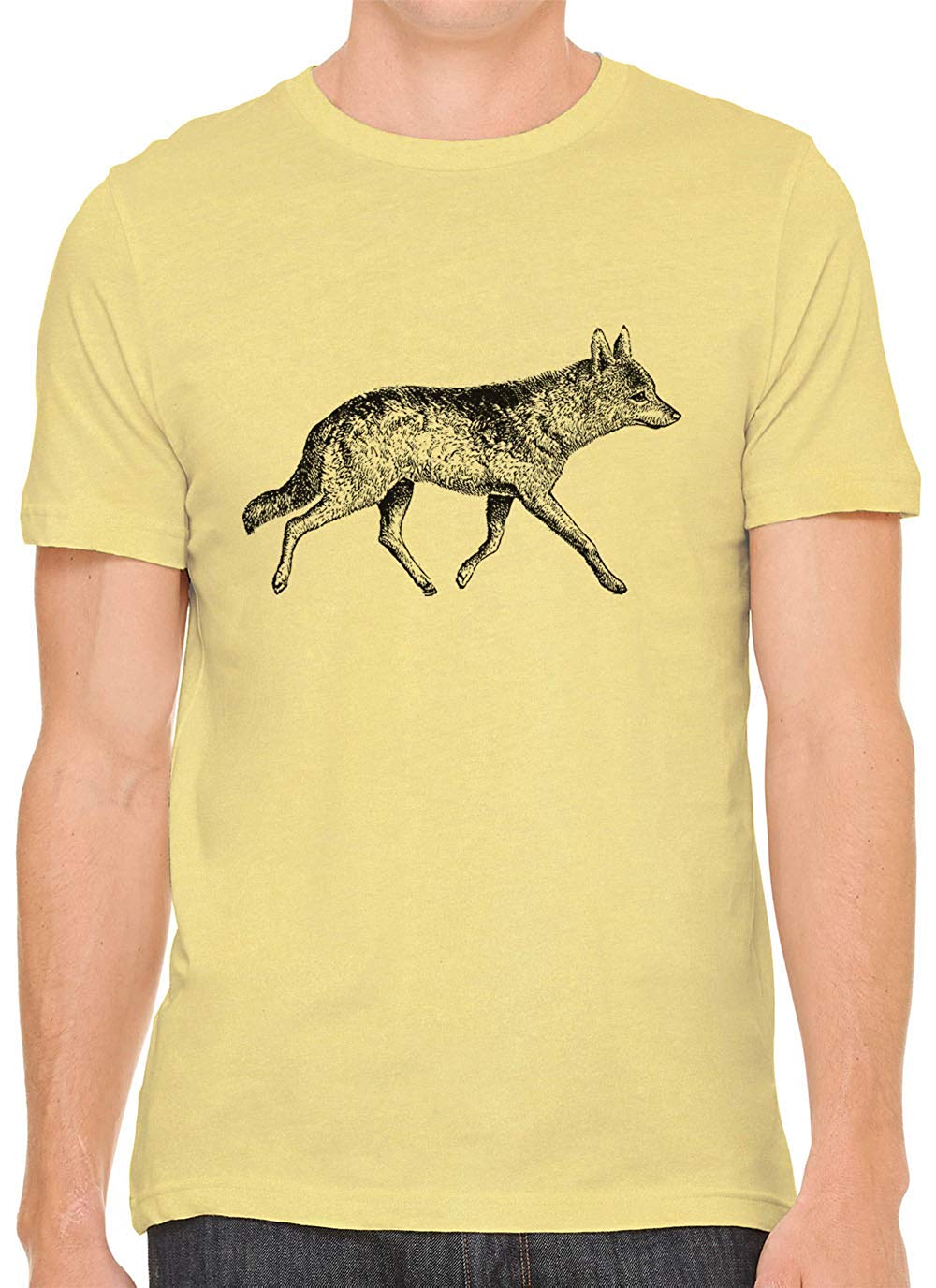 Fox Trotting Cotton Crewneck Men Yellow T-Shirts