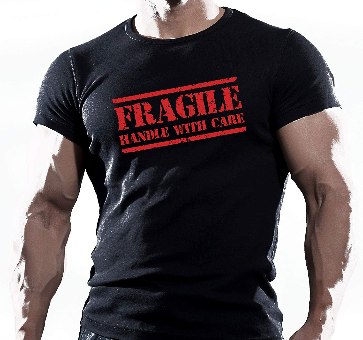 Fragile-Gym Motivation Short Sleeve Black T-Shirts