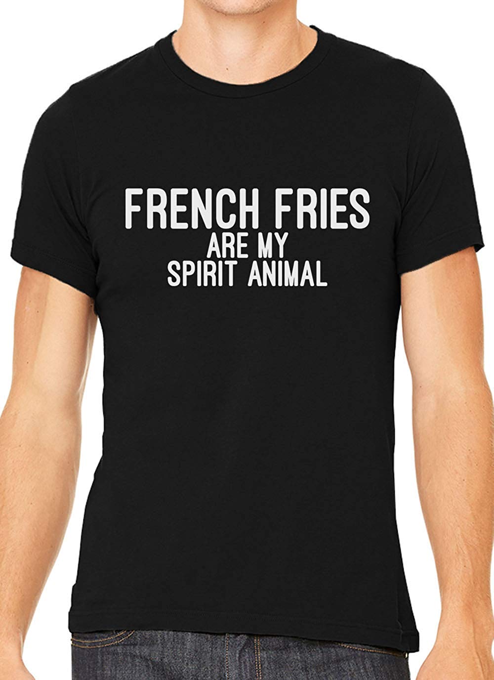 French Fries are My Spirit Animal Cotton Men Black T-Shirts