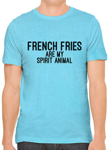 French Fries are My Spirit Animal Cotton Men Blue T-Shirts