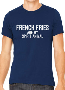 French Fries are My Spirit Animal Cotton Men Blue T-Shirts