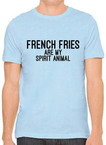 French Fries are My Spirit Animal Cotton Men Blue T-Shirts