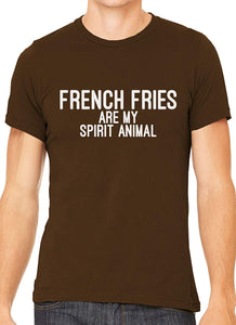 French Fries are My Spirit Animal Cotton Men Brown T-Shirts