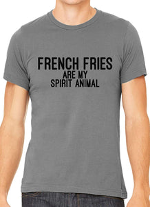 French Fries are My Spirit Animal Cotton Men Gray T-Shirts