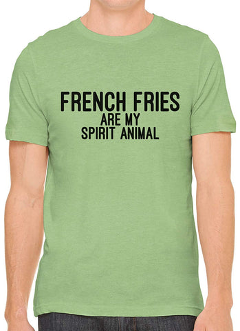 French Fries are My Spirit Animal Cotton Men Green T-Shirts