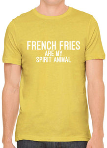 French Fries are My Spirit Animal Cotton Men Yellow T-Shirts