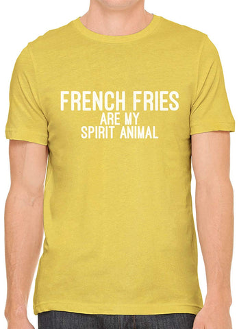 French Fries are My Spirit Animal Cotton Men Yellow T-Shirts