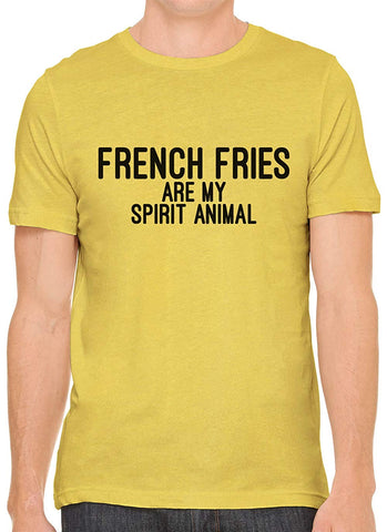 French Fries are My Spirit Animal Cotton Men Yellow T-Shirts