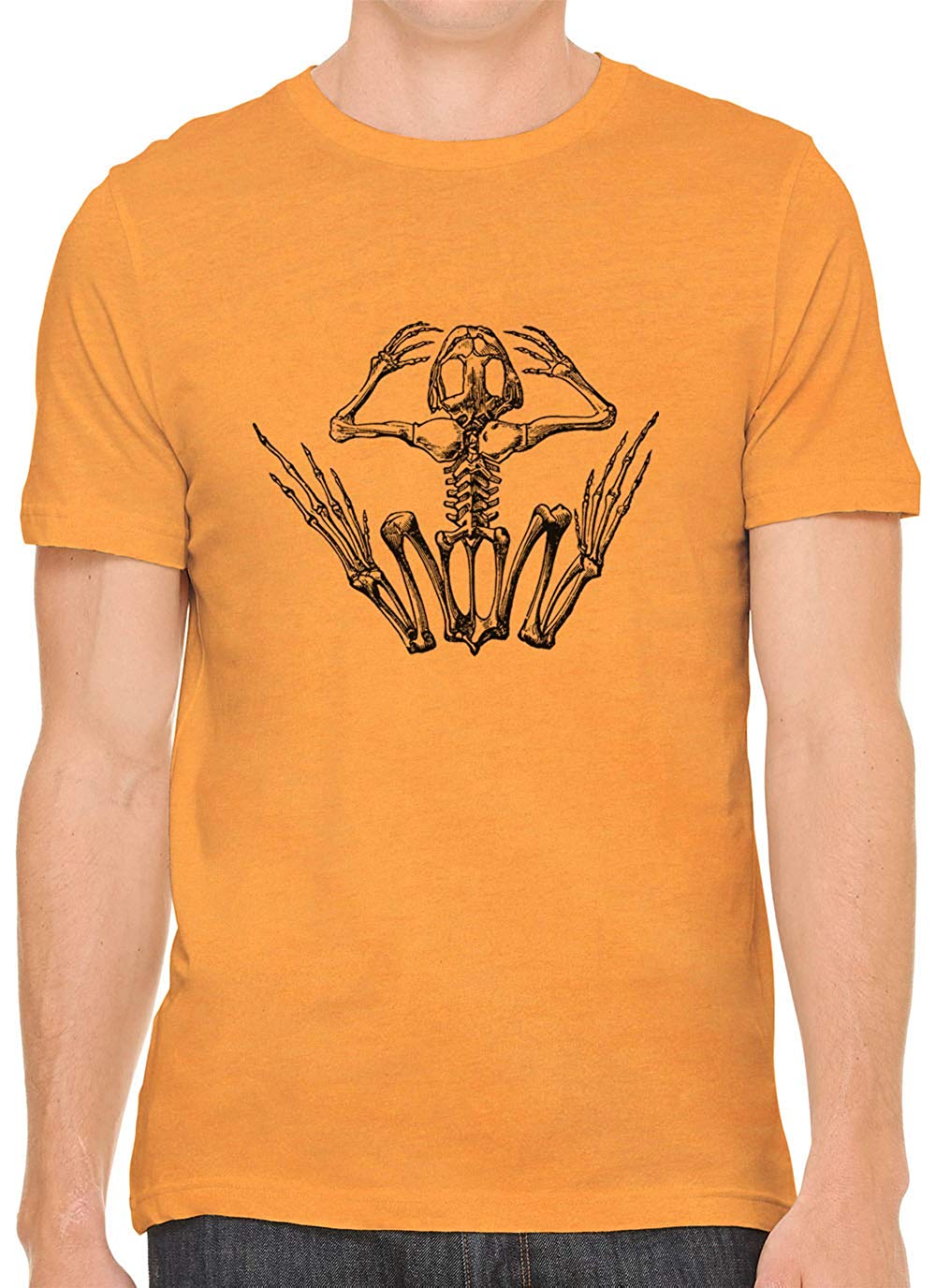 Frog Bone Anatomy Cotton Crewneck Unisex Orange T-Shirts