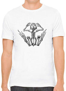 Frog Bone Anatomy Cotton Crewneck Unisex White T-Shirts