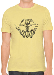 Frog Bone Anatomy Cotton Crewneck Unisex Yellow T-Shirts