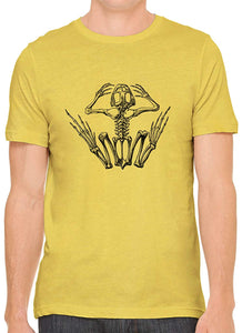 Frog Bone Anatomy Cotton Crewneck Unisex Yellow T-Shirts