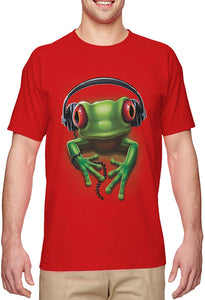 Frog with Headphones-DJ Music Party Men's Red T-Shirts