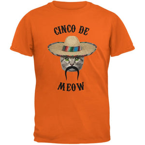 Funny Cat Cinco de Mayo Meow Orange Adult Orange T-Shirts