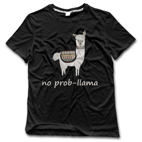 Funny Llama Animal Pun Mens Summer Short Sleeve Casual Top Black T-Shirts