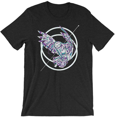 Geometric BARN OWL Short-Sleeve Unisex Design Black T-Shirts