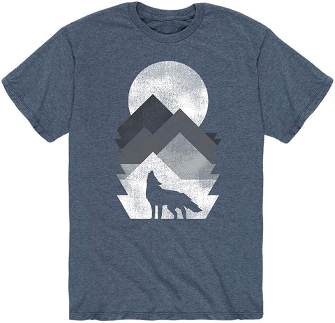 Geometric Mountain Wolf-Adult Short Sleeve Blue T-Shirts