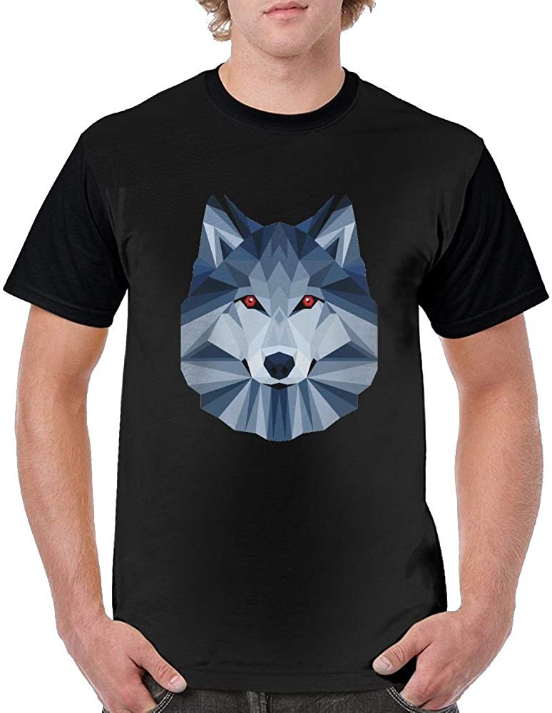 Geometric Wolf All Printing Picture Raglan Fashion Short Sleeves for Men Go Out and Exercise Black T-Shirts