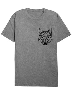 Geometric Wolf Unisex Pocket Print Graphic Gray T-Shirts