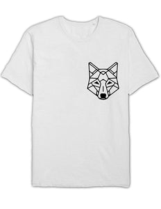 Geometric Wolf Unisex Pocket Print Graphic White T-Shirts