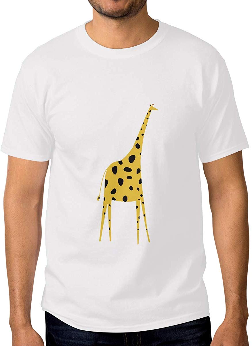 Giraffe Animal 100% Cotton Men's Short Sleeve White T-Shirts