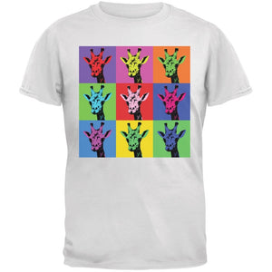 Giraffes Pop Art Repeating Squares Adult White T-Shirts