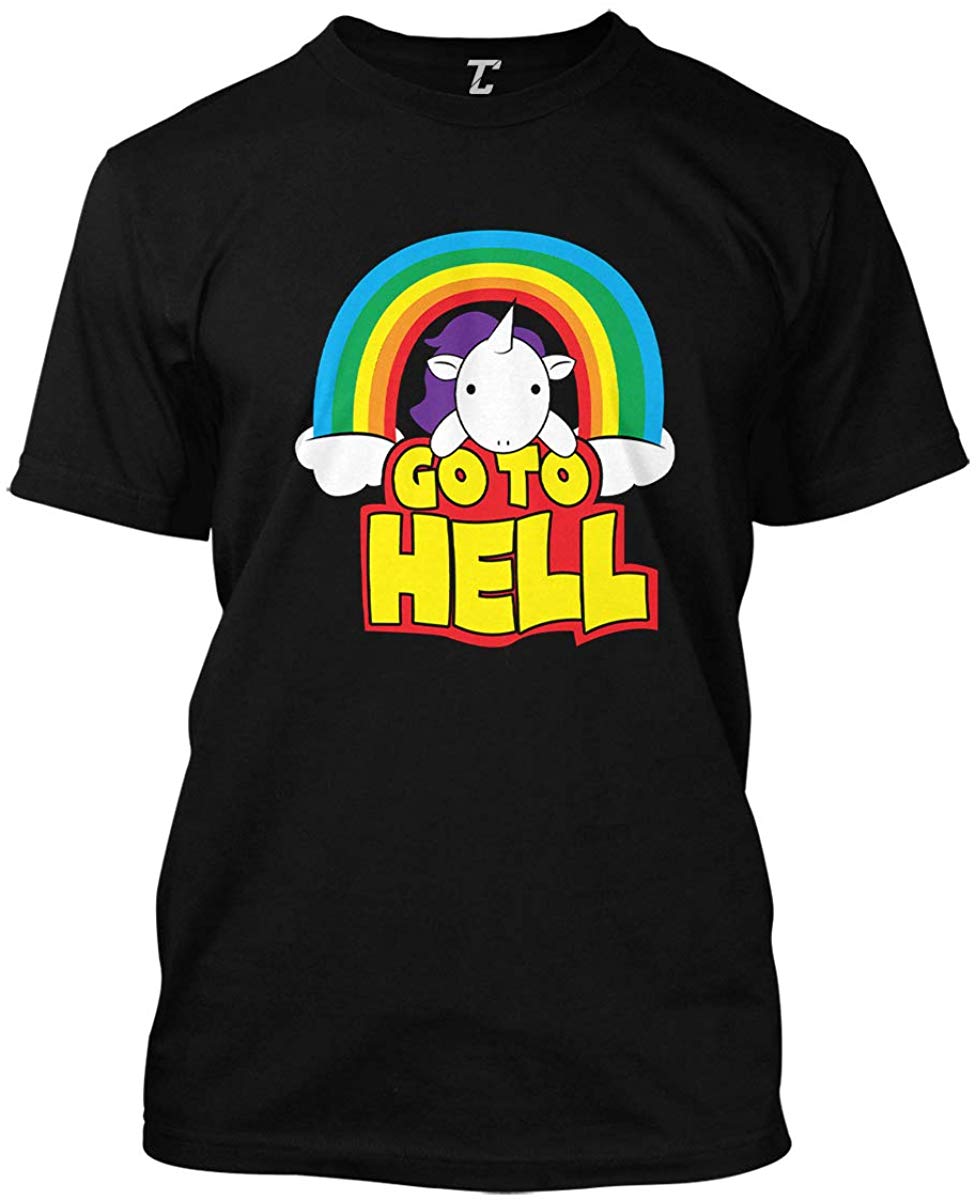 Go to Hell-Funny Unicorn Magical Men's Black T-Shirts