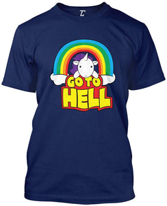 Go to Hell-Funny Unicorn Magical Men's Navy T-Shirts