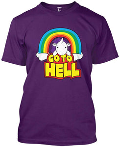 Go to Hell-Funny Unicorn Magical Men's Purple T-Shirts