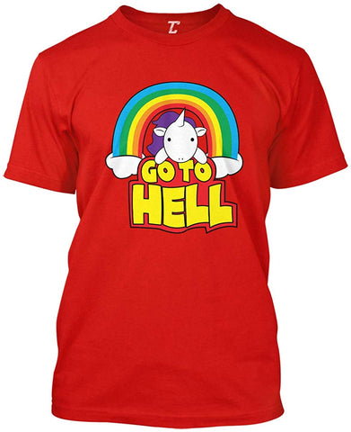 Go to Hell-Funny Unicorn Magical Men's Red T-Shirts