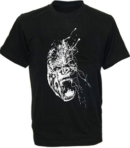 Gorilla Face Ink Splash Men's Monkey Ape Art Graphic Design Black T-Shirts