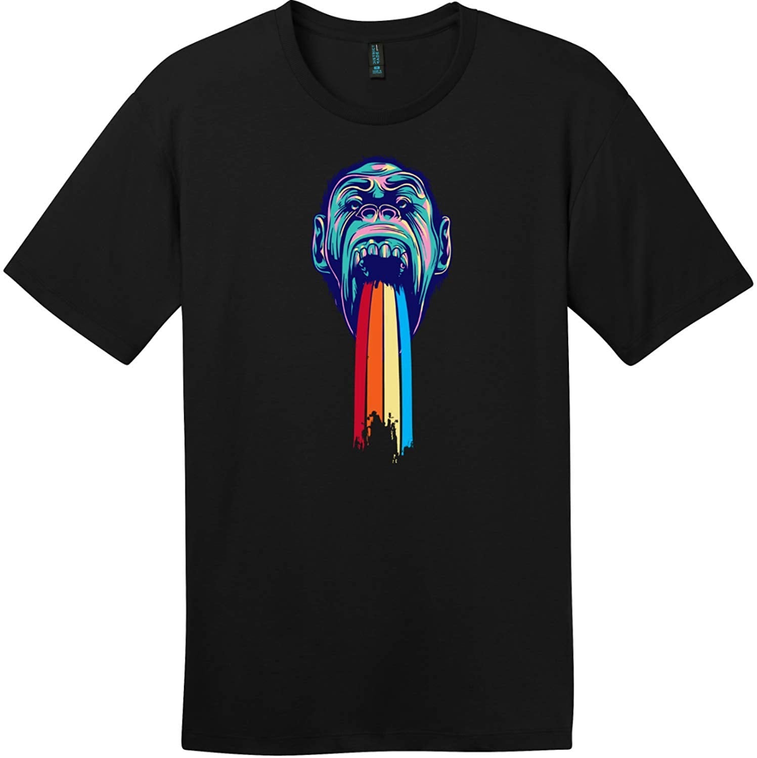 Gorilla Puking Rainbows Black T-Shirts