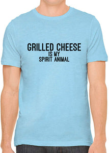 Grilled Cheese is My Spirit Animal Cotton Crewneck Blue T-Shirts