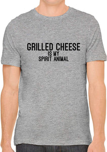 Grilled Cheese is My Spirit Animal Cotton Crewneck Gray T-Shirts