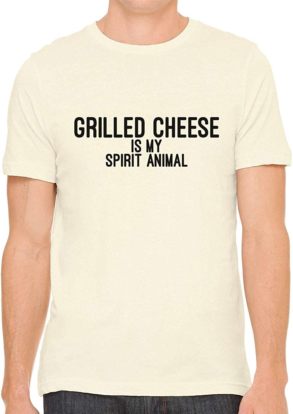 Grilled Cheese is My Spirit Animal Cotton Crewneck Nature T-Shirts