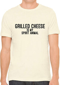 Grilled Cheese is My Spirit Animal Cotton Crewneck Nature T-Shirts