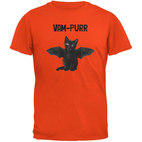 Halloween Cat Vampire Vam-Purr Orange Adult Orange T-Shirts