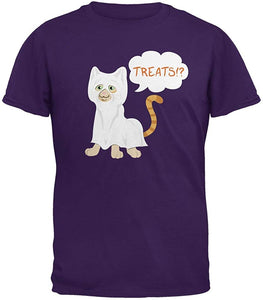 Halloween Ghost Treats Cat Adult Purple T-Shirts