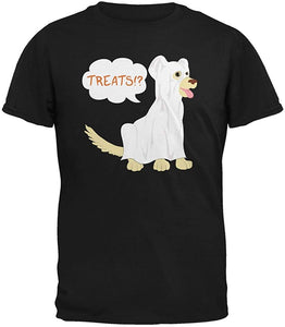 Halloween Ghost Treats Dog Adult Black T-Shirts