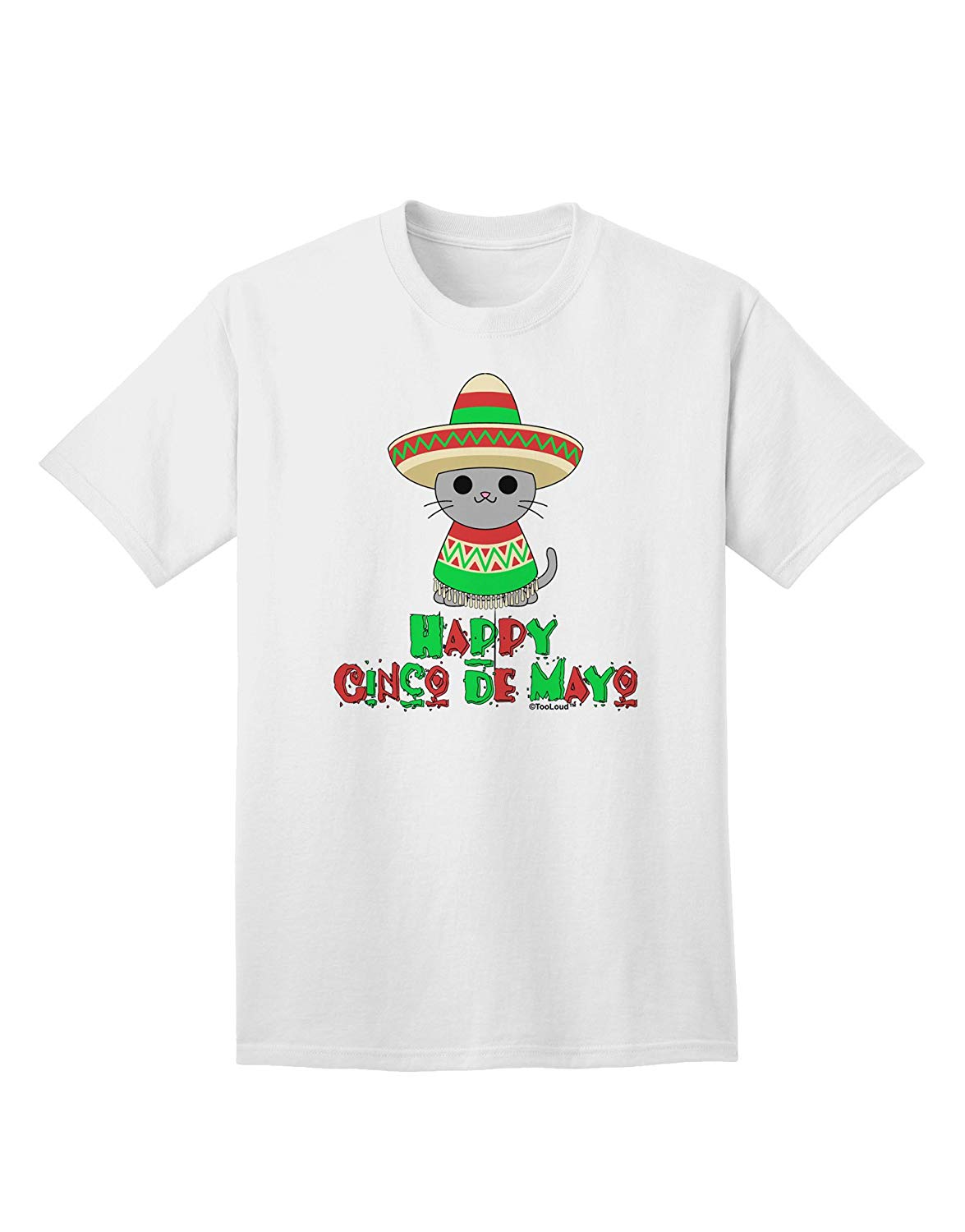 Happy Cinco de Mayo Cat Adult White T-Shirts