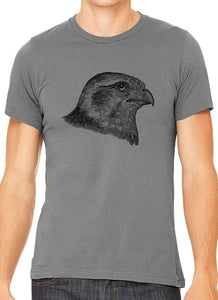 Hawk Profile Drawing Cotton Crewneck Unisex Gray T-Shirts