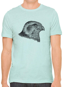 Hawk Profile Drawing Cotton Crewneck Unisex Green T-Shirts