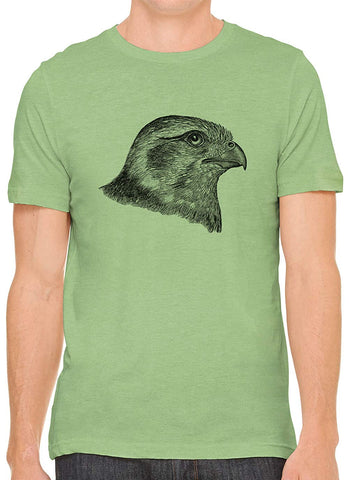 Hawk Profile Drawing Cotton Crewneck Unisex Green T-Shirts